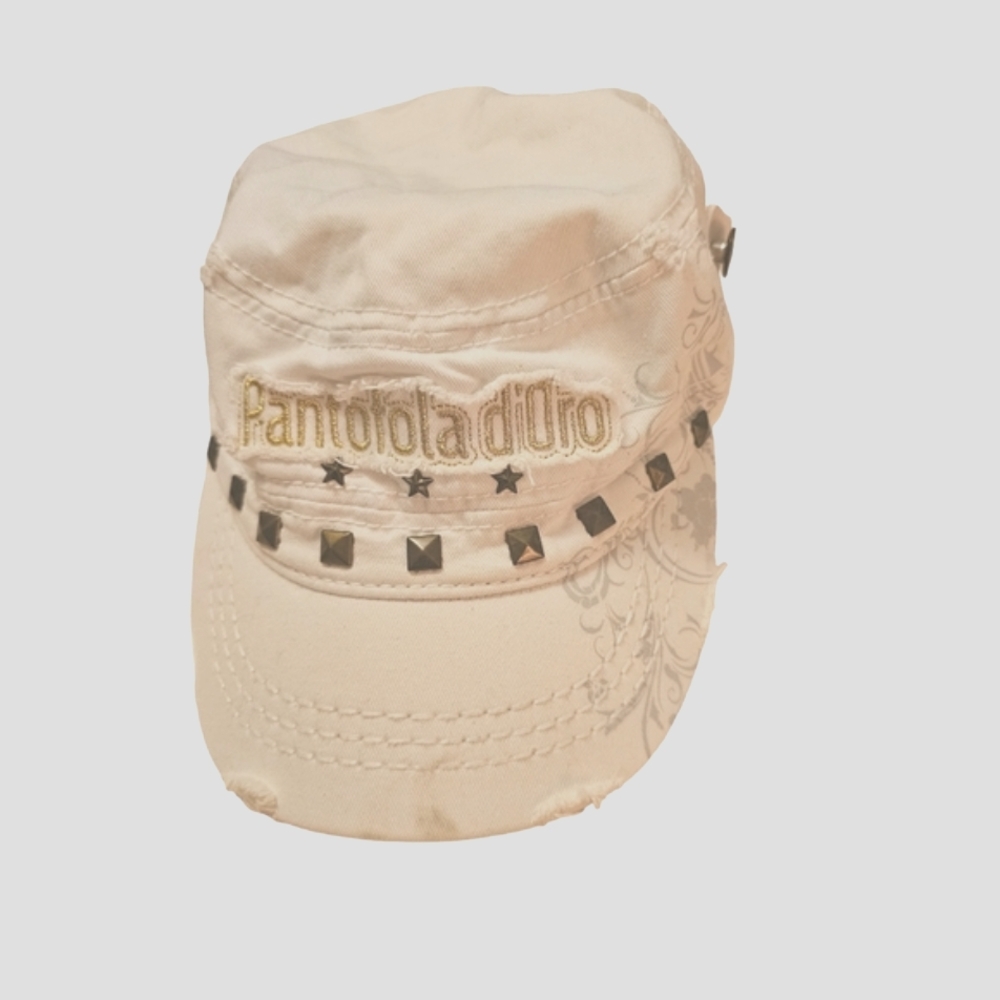 Pantofola d'Oro White Embellished Otto Collection Cap Hat